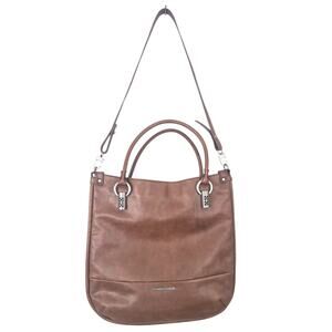 Trina Turk Manhattan Brown Leather Tote Shoulder Bag Purse Crossbody